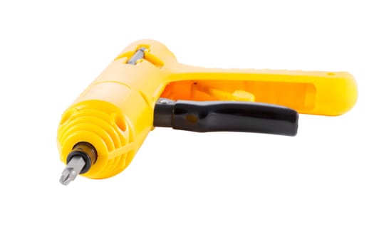 yellow screwdriver on a white background, isolated object