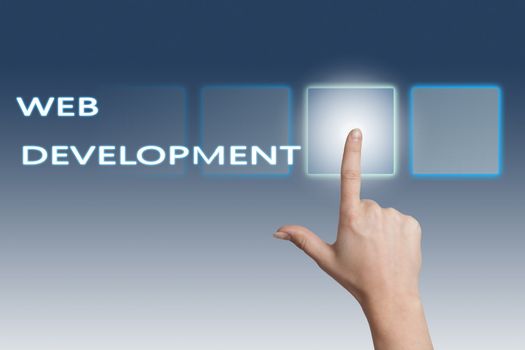 Web Development concept Illustration on blue-white background