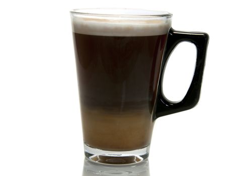 coffee with  milk in a glass