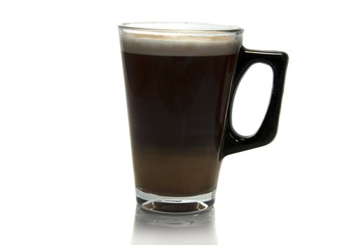 coffee with  milk in a glass