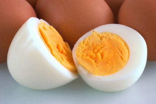 Sliced boiled and peeled hen's egg