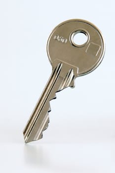 Closeup of a silver house key