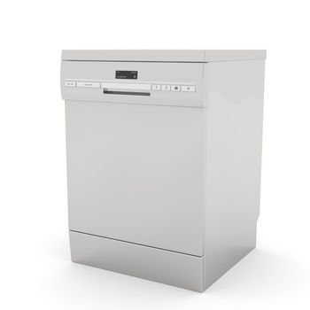 Freestanding dishwasher on white background