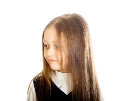 Portrait of a cute little girl with long hair