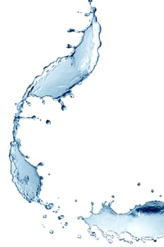 Abstract blue splashing water on white background