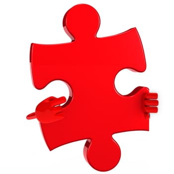puzzle jigsaw red figure point hand finger