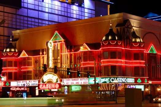 Las Vegas, USA - November 30, 2011: O'Sheas Casino on the corner of Las Vegas Boulevard and Flamingo Road on the famous Las Vegas Strip.