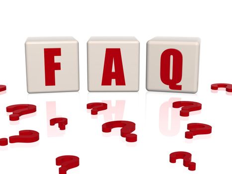 Frequently asked question � text on 3d cubes and question signs