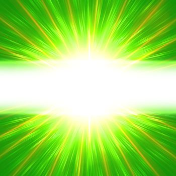 abstract ray lights  over green with text place