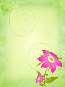 pink flowers over vintage green background