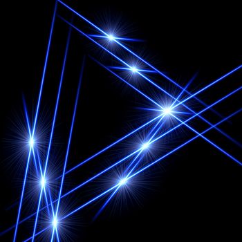 blue triangle - lines and light rays over black