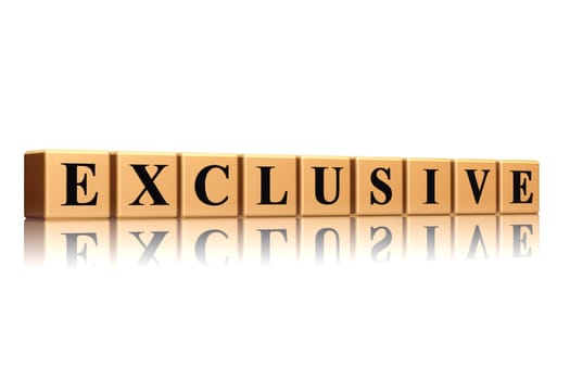 Exclusive � golden cube with black letter with reflection