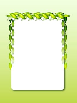 spring frame - leaves over white paper and gradient