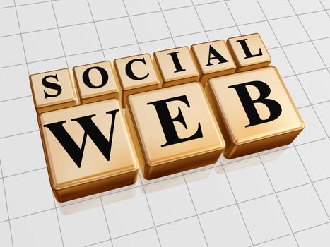 Social web � black letters over golden boxes