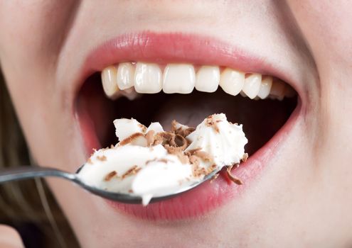 Woman eating ice cream