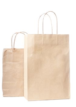 Two paper bags isolated over white background