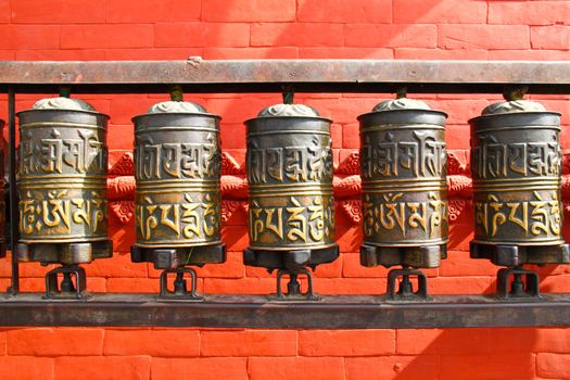 Buddhist prayer wheels, Nepal