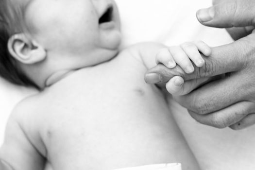 hands of the child in the hands of the father