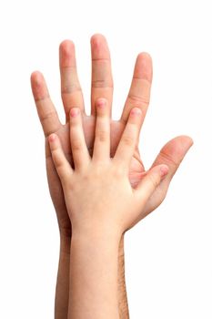 hands of the child in the hands of the father
