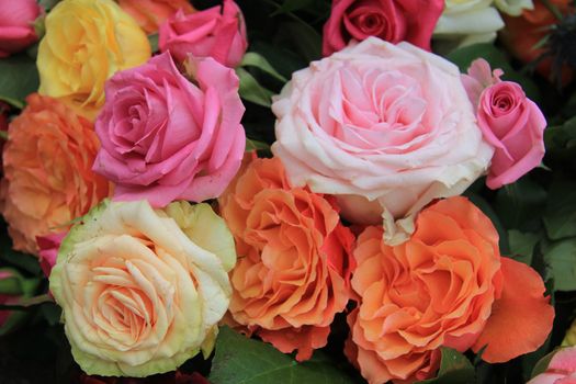 Mixed rose bouquet, big roses in bright colors