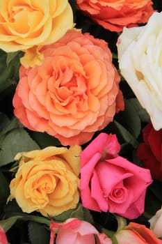 Mixed rose bouquet, big roses in bright colors