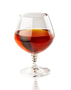 Glass of cognac isolated on white backgound