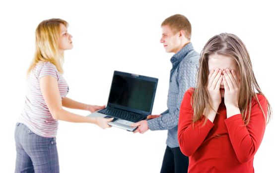 quarrel in the family because of the laptop and hurt a child