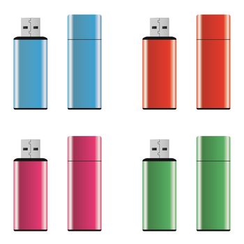 Colored and isolated USB pen drives