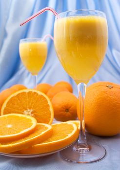 Close-up of glass of fresh orange juice