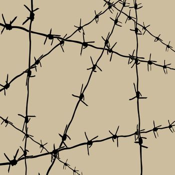 barbed wire on brown background