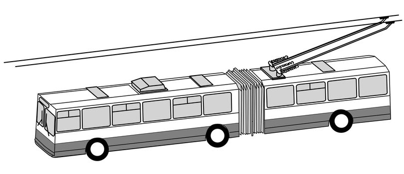 trolley bus silhouette on white background