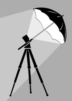 tripod silhouette on gray background