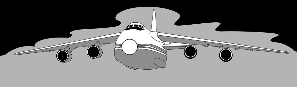 plane silhouette on gray background