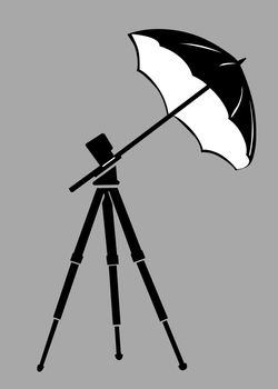 tripod silhouette on gray background
