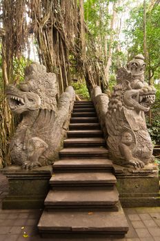 Stutue in Sacred Monkey Forest, Ubud, Bali, Indonesia