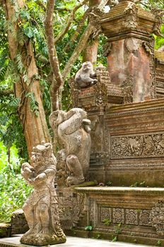 Stutue in Sacred Monkey Forest, Ubud, Bali, Indonesia