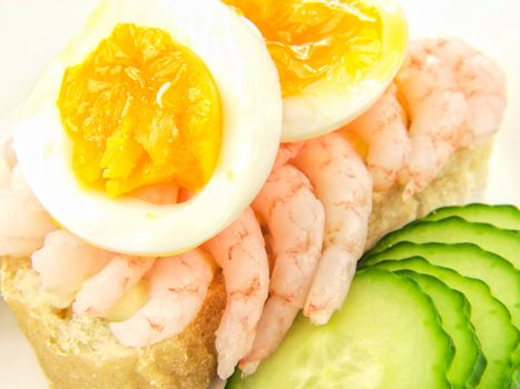 Shrimp sandwich, boiled egg