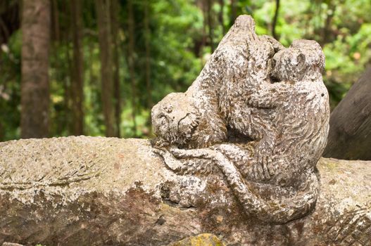 Stutue in Sacred Monkey Forest, Ubud, Bali, Indonesia