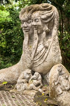 Stutue in Sacred Monkey Forest, Ubud, Bali, Indonesia