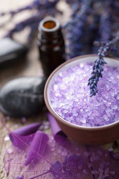 herbal salt lavender and spa stones 