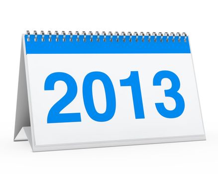 blue year calendar 2013 on white background