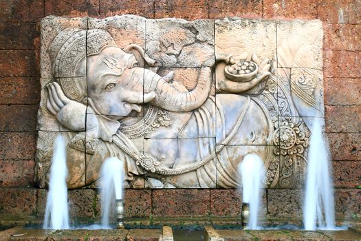 Stone carved sculpture of elephant god Ganesha