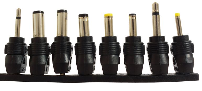 Series of adapter power plugs, isolated on background