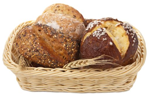 healthy bread in basket isolated