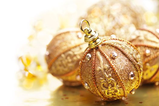 golden christmas balls