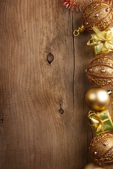 christmas backround with golden decoration