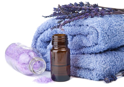 towel and lavender isolated 