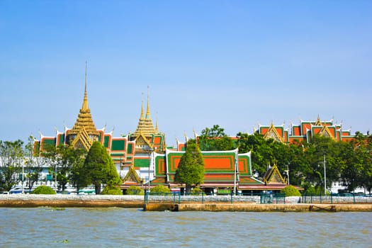 Thai temple at riverside in Bangkok