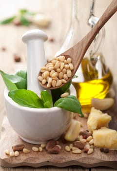 ingredients for pesto sauce 