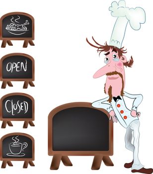 Waiter, color vector cartoon illustration